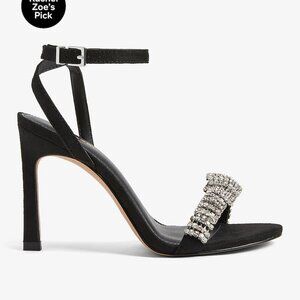 Rhinestone Embellished Knot Heeled Sandals